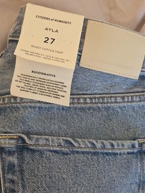 Citizens of Humanity Light Blue Cropped Baggy Jeans - Ayla